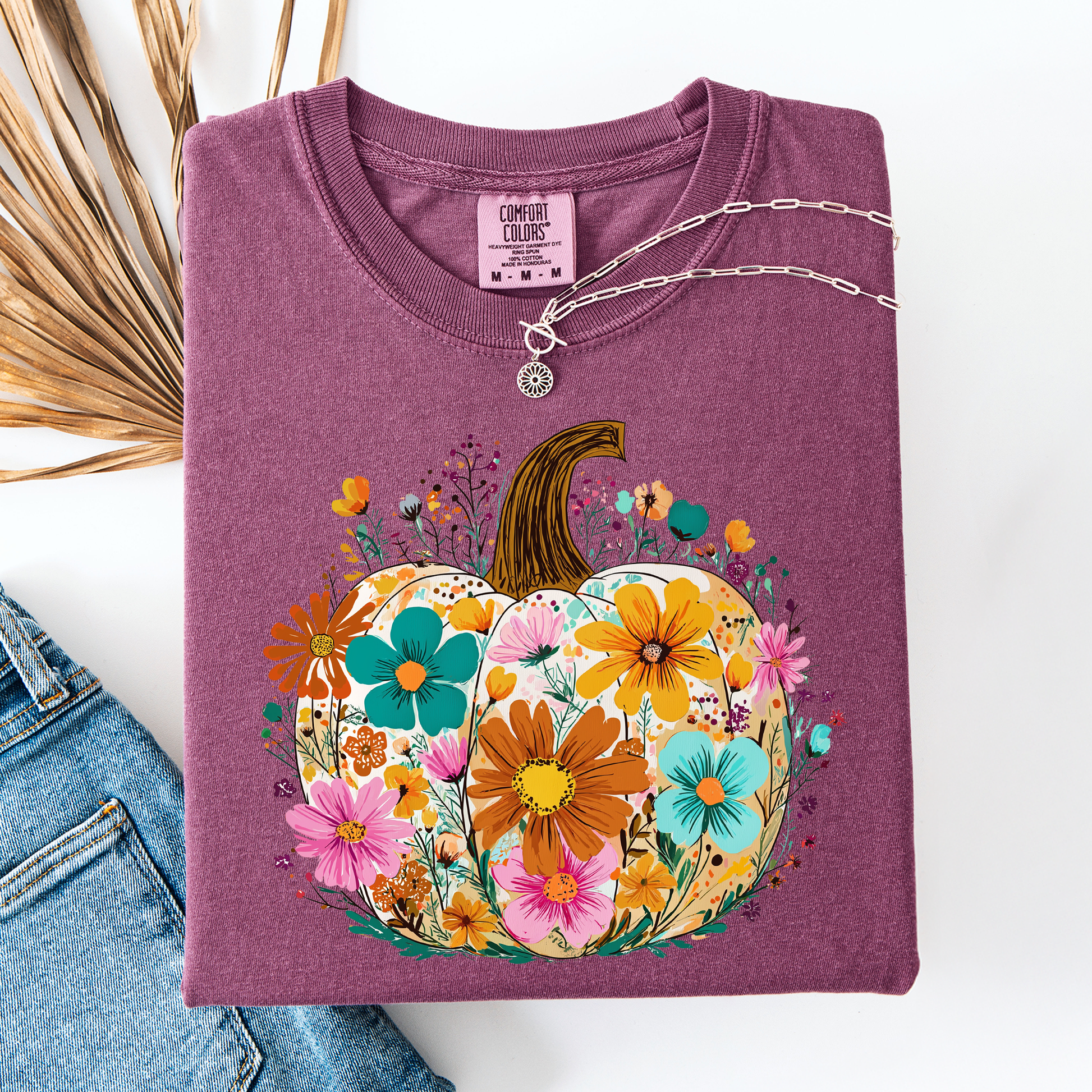 Berry Pumpkin Floral, Halloween, Fall, Autumn, Comfort Colors T-Shirt