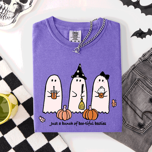 Purple Besties, Halloween, Ghosts, Cute, Witch, Pumpkin, Comfort Colors T-Shirt