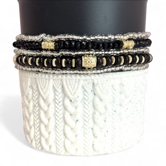 Black & Gold Tumbler Bracelet Stack -fits 30-40oz