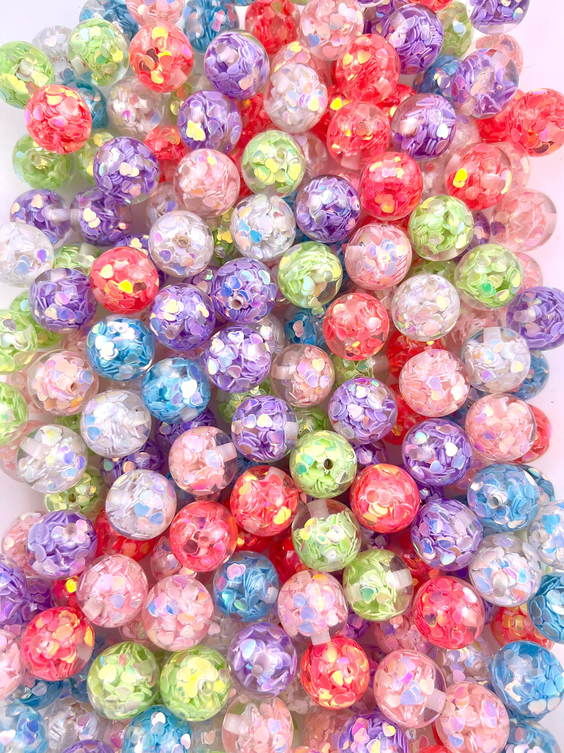 16mm Resin Shining Heart Beads