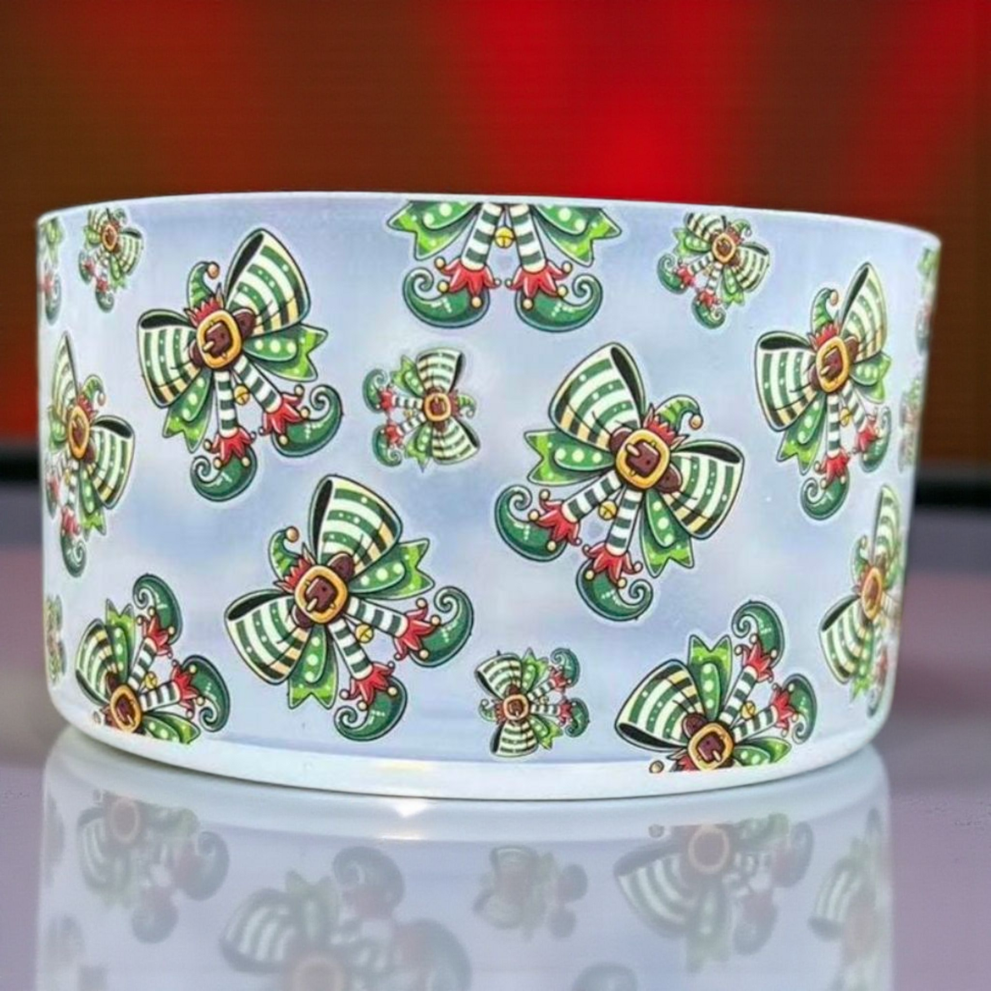 Christmas Elf Bows Silicone Tumbler Boot | Tumbler Sleeve 