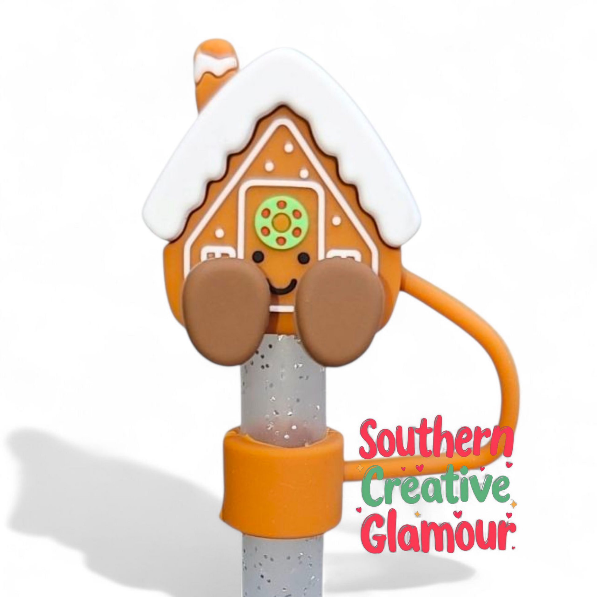 Christmas Gingerbread House 3D Silicone Straw Topper by Southern Creative Glamour 
