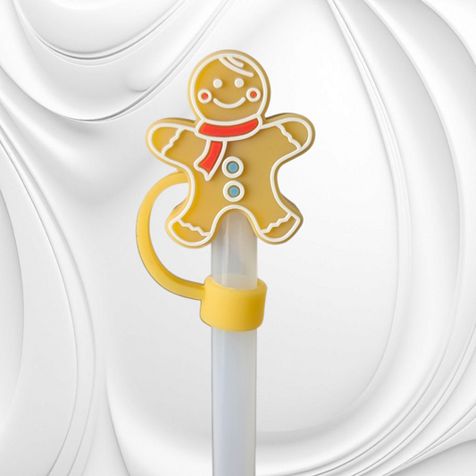 Gingerbread Man Cooking 3D Silicone Straw Topper 