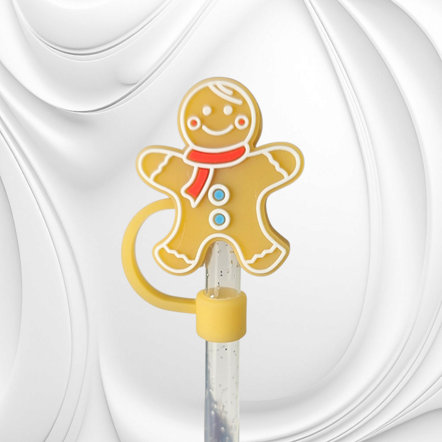 Gingerbread Man cookie 3D 8mm Silicone Straw Topper 