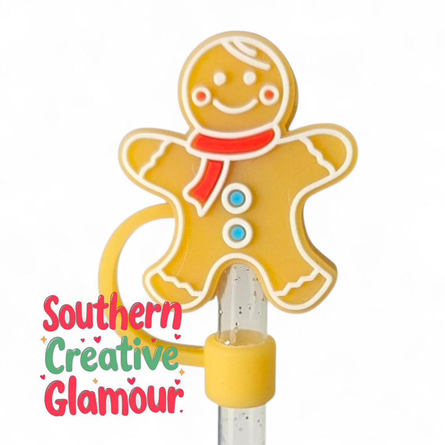 Christmas Gingerbread Man 8mm Straw Topper | Straw Cover 