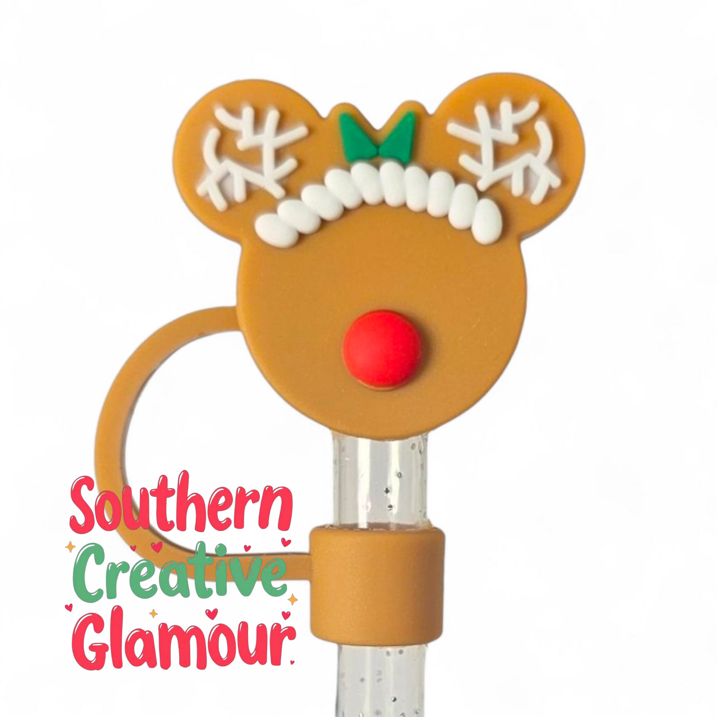 Christmas Girly Gingerbread Mouse 8mm Straw Topper | Straw Cover 