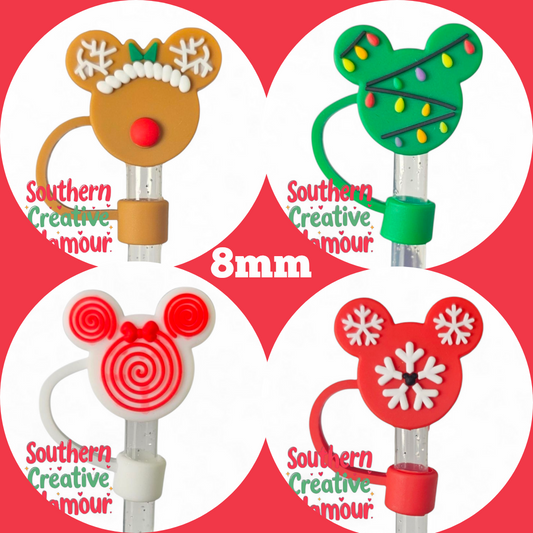 Christmas Mouse 8mm Straw Topper | Straw Cover | Fits Starbucks Tumbler 
