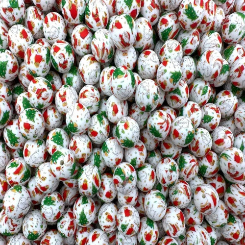 CHRISTMAS print 15MM silicone beads