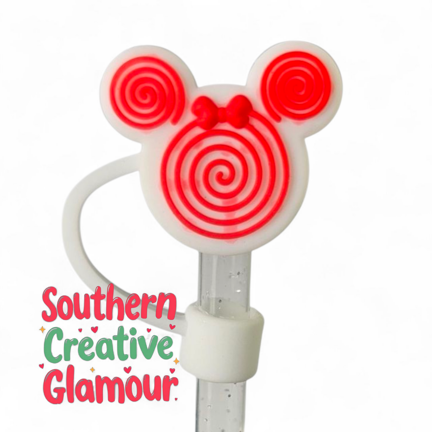 Christmas Red & White Mouse 8mm Straw Topper | Straw Cover 