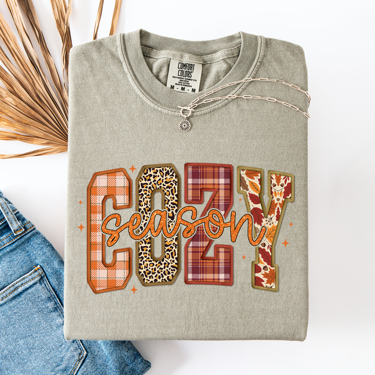 Sandstone Cozy Season, Patterns, Fall Vibes, Retro Varsity, Autumn, Pumpkin, Comfort Colors T-Shirt