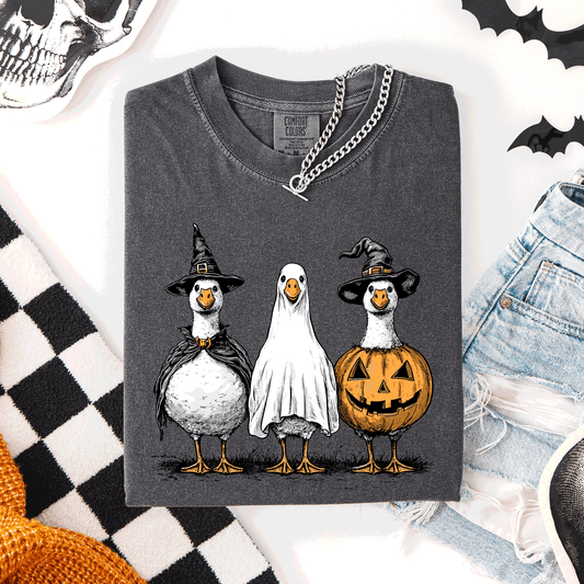 Dark gray Cute Halloween Geese, Funny, Cute, Comfort Colors T-Shirt