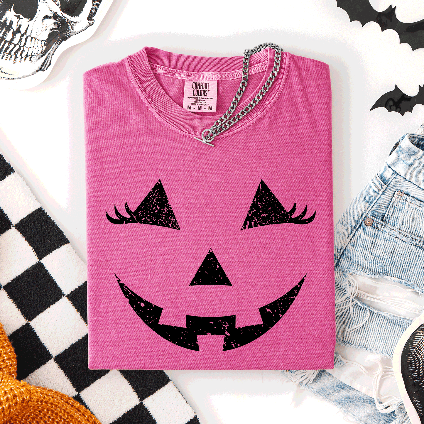 Pink Jack o Lantern, Cute, Halloween, Comfort Colors T-Shirt