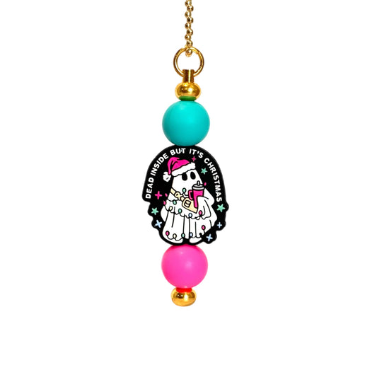 "Dead Inside But It's Christmas" Christmas Ghost Charm - Tumbler Handle Charm