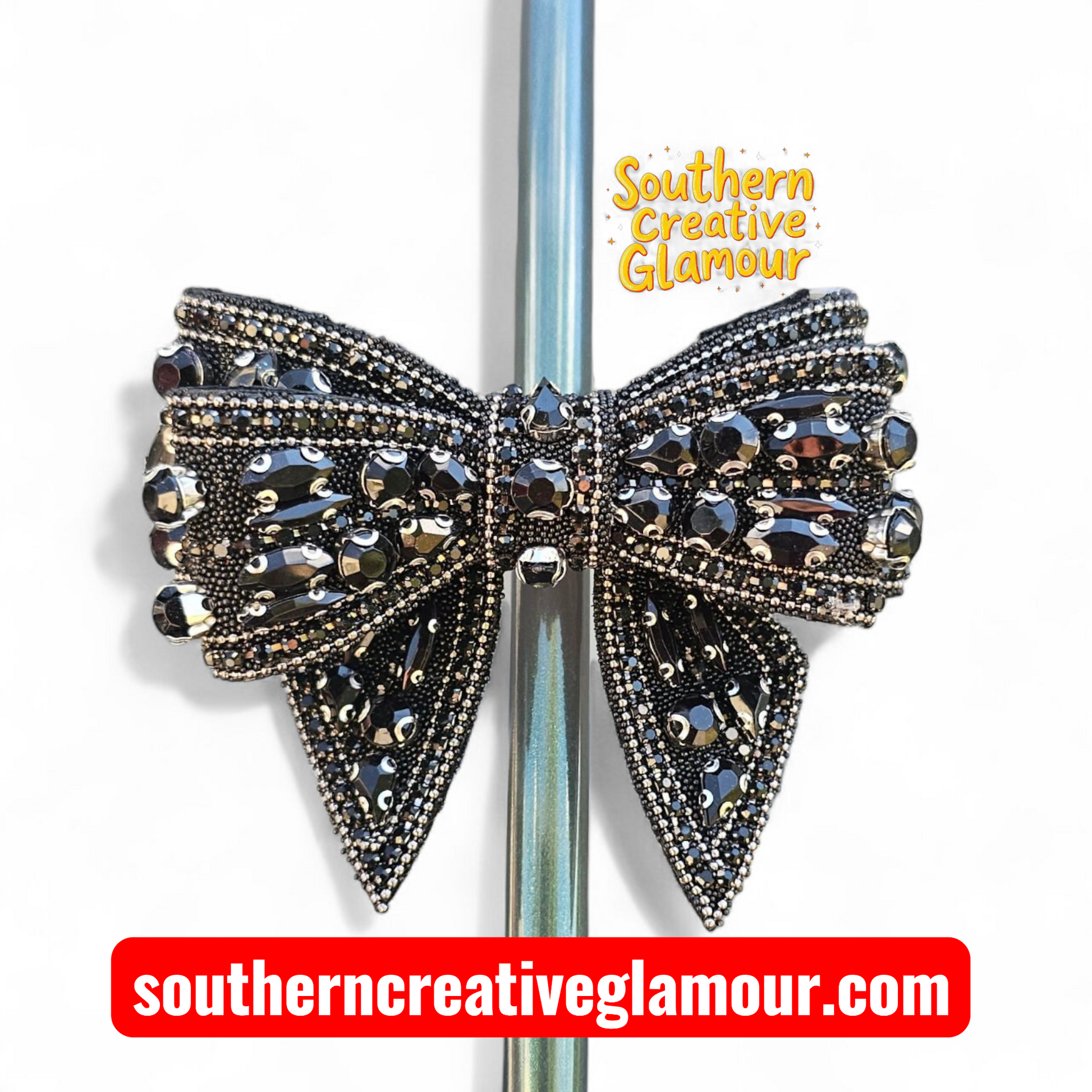 Black Diamond Bow Tumbler Charm by Southern Creative Glamour 