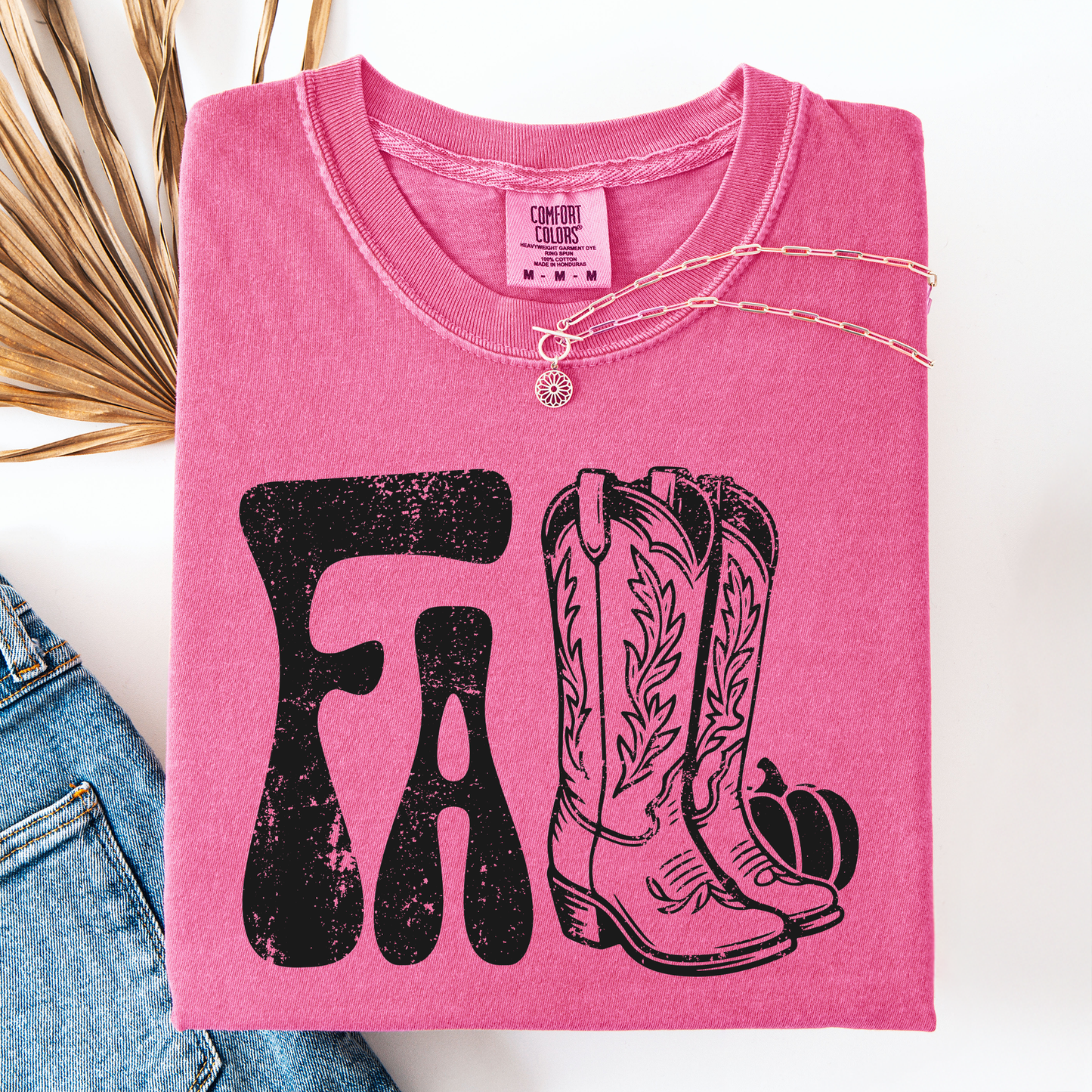 Pink Fall Cowboy Boots, Western, Autumn, Comfort Colors T-Shirt