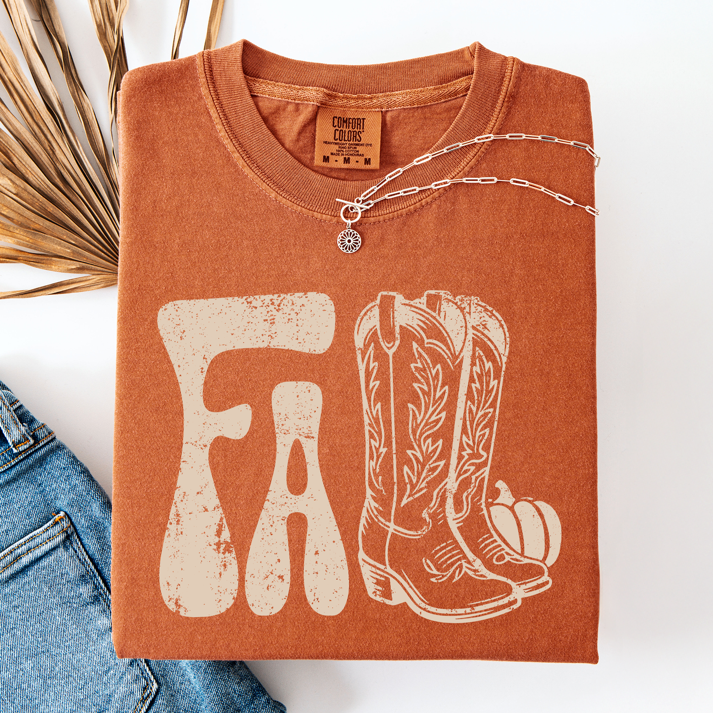 Orange Fall Cowboy Boots, Western, Autumn, Comfort Colors T-Shirt