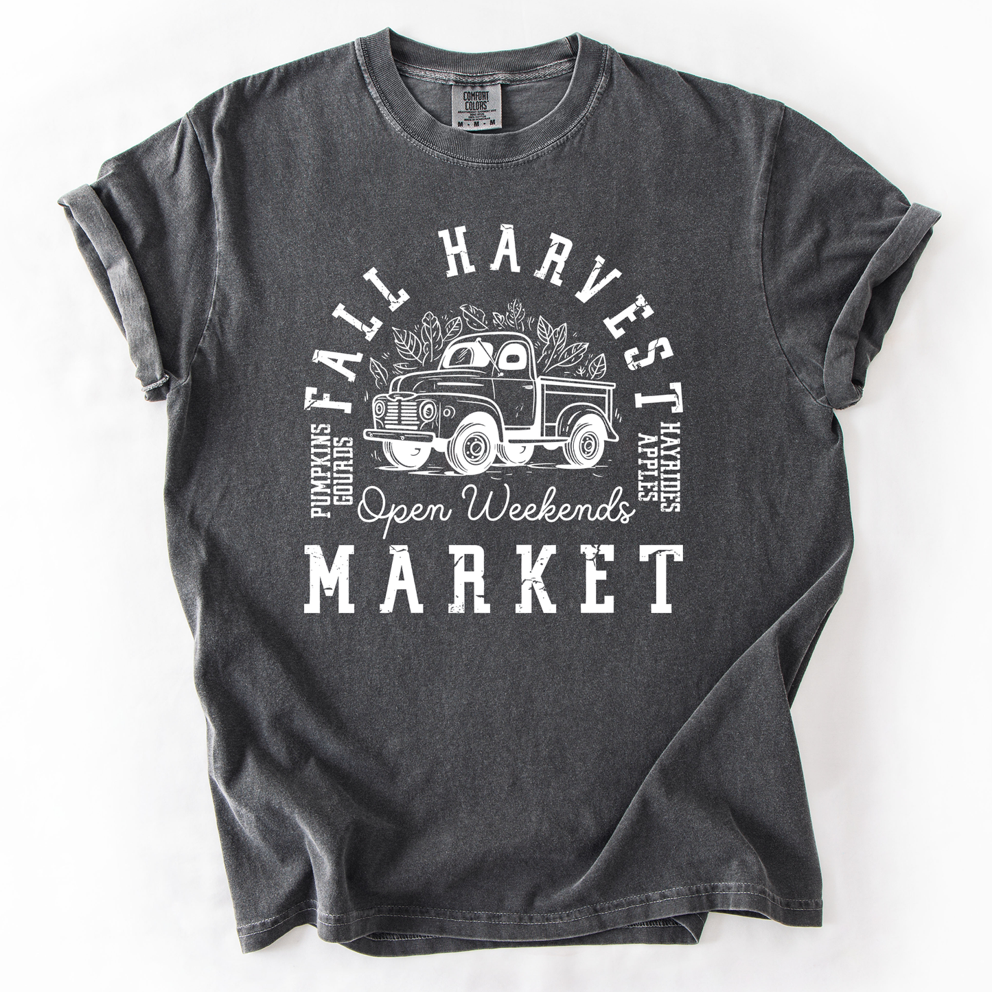 Charcoal Gray Fall Harvest Market, Pumpkins, Autumn, Comfort Colors T-Shirt