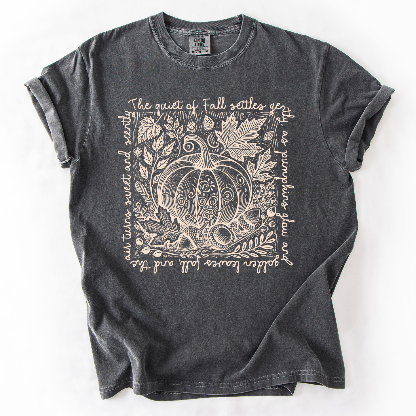 Charcoal Fall Quote, Pumpkin, Autumn, Minimalist, Pretty, Comfort Colors T-Shirt