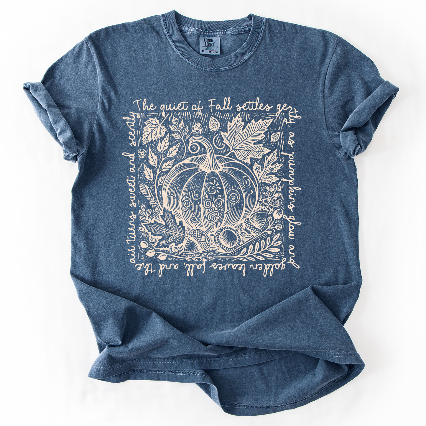 Blue Fall Quote, Pumpkin, Autumn, Minimalist, Pretty, Comfort Colors T-Shirt