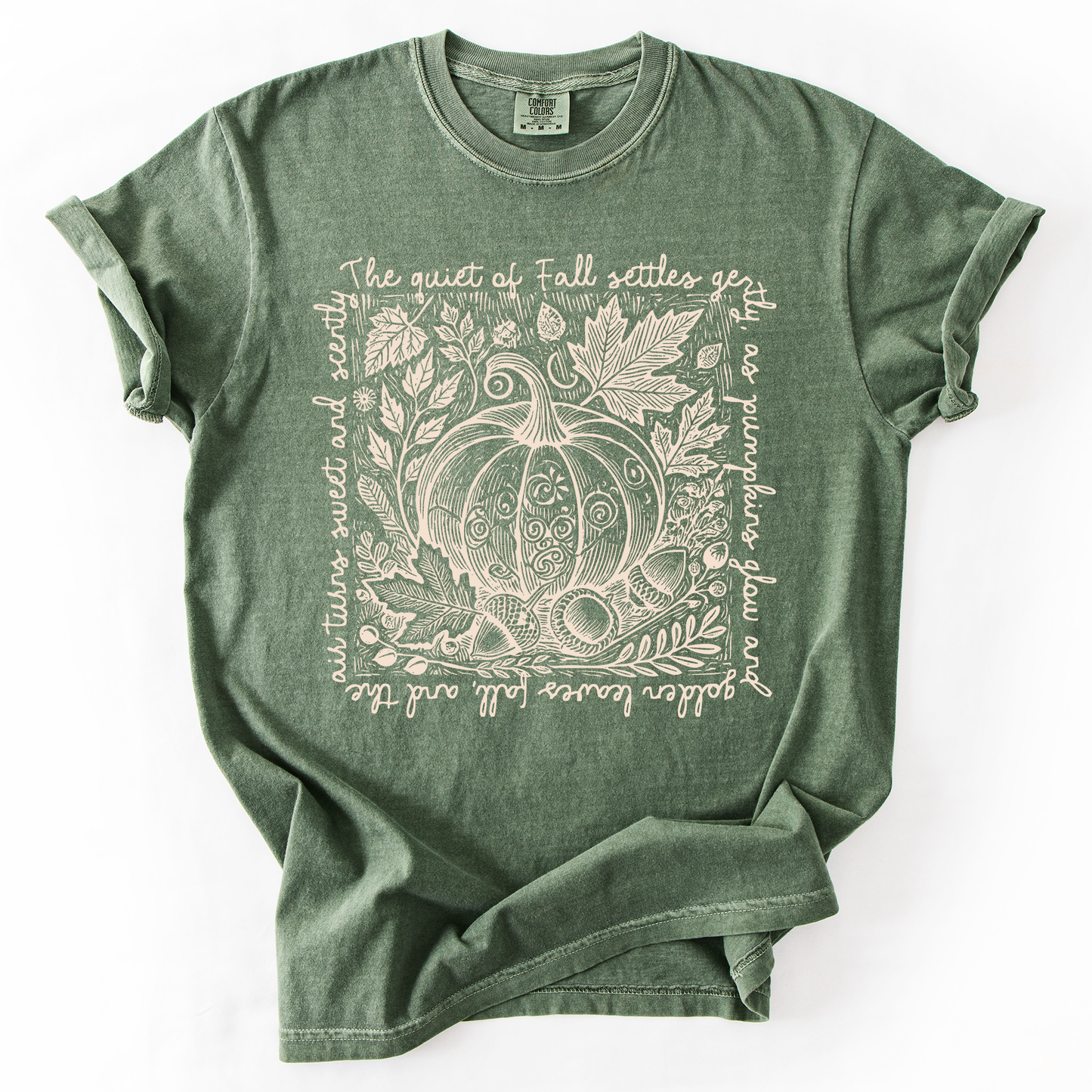 Green Fall Quote, Pumpkin, Autumn, Minimalist, Pretty, Comfort Colors T-Shirt
