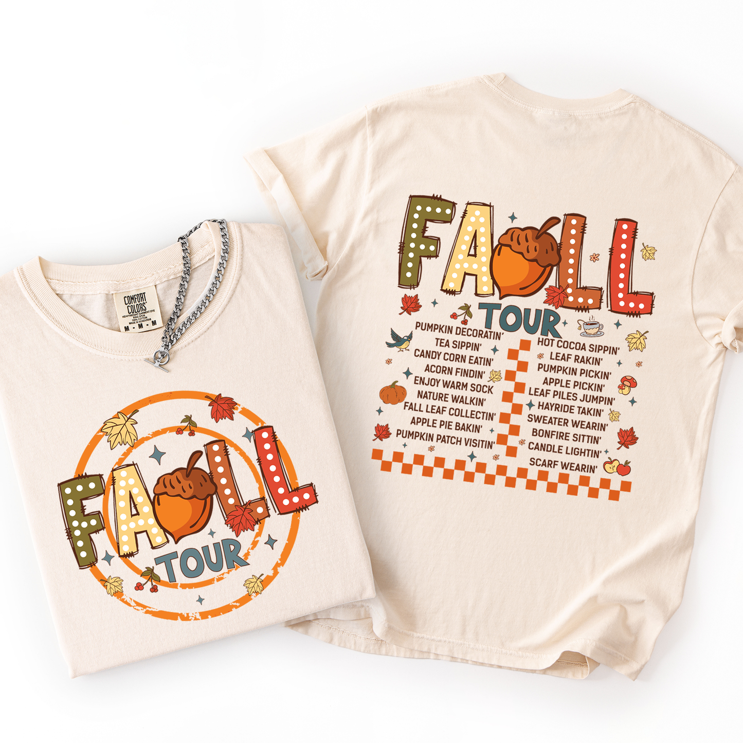 Cream Fall Tour, Front and Back, Halloween, Autumn, Comfort Colors T-Shirt