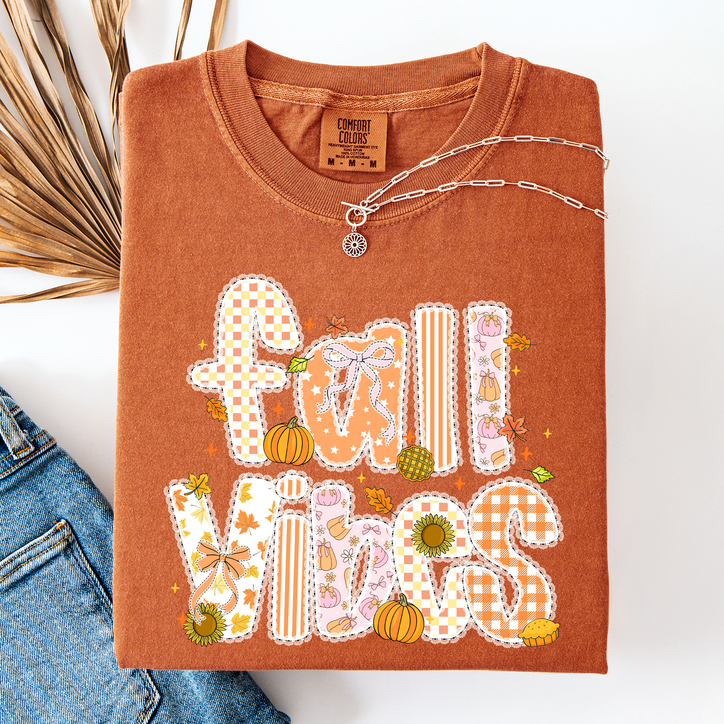 Orange Fall Vibes, Patterns, Halloween, Pumpkin, Autumn, Comfort Colors T-Shirt