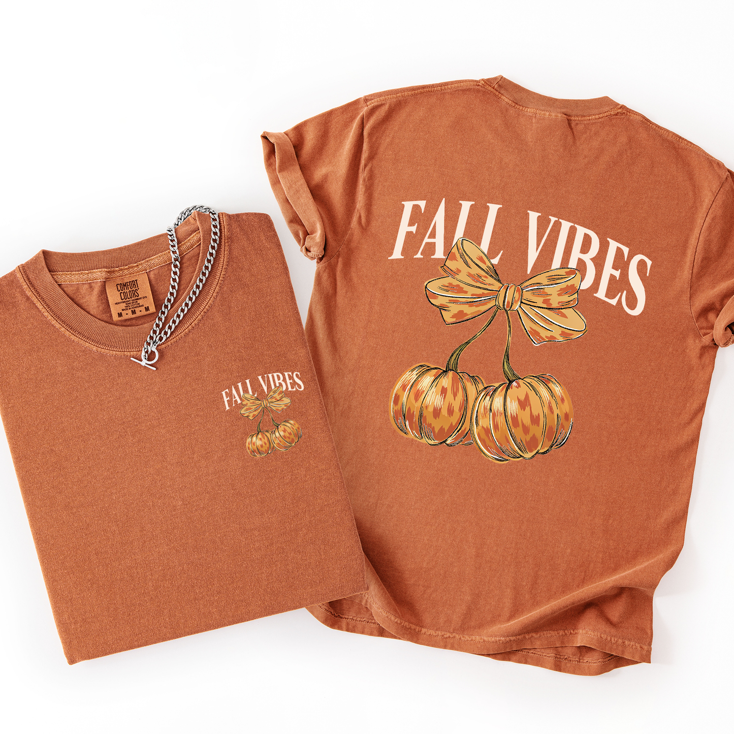 Orange Fall Vibes, Pumpkins, Cherry, Autumn, Halloween, Comfort Colors T-Shirt