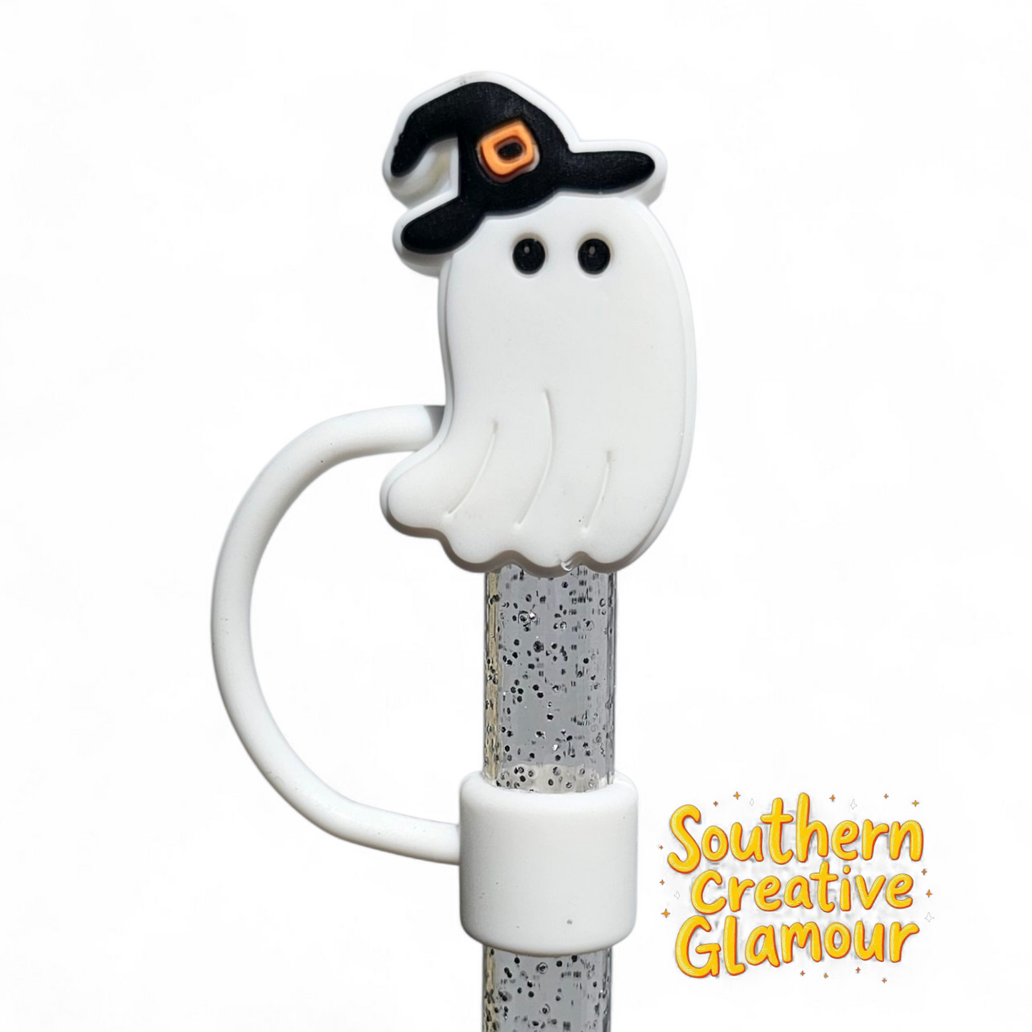 Witchy Ghost 10mm Silicone Straw Topper by Southern Creative Glamour 