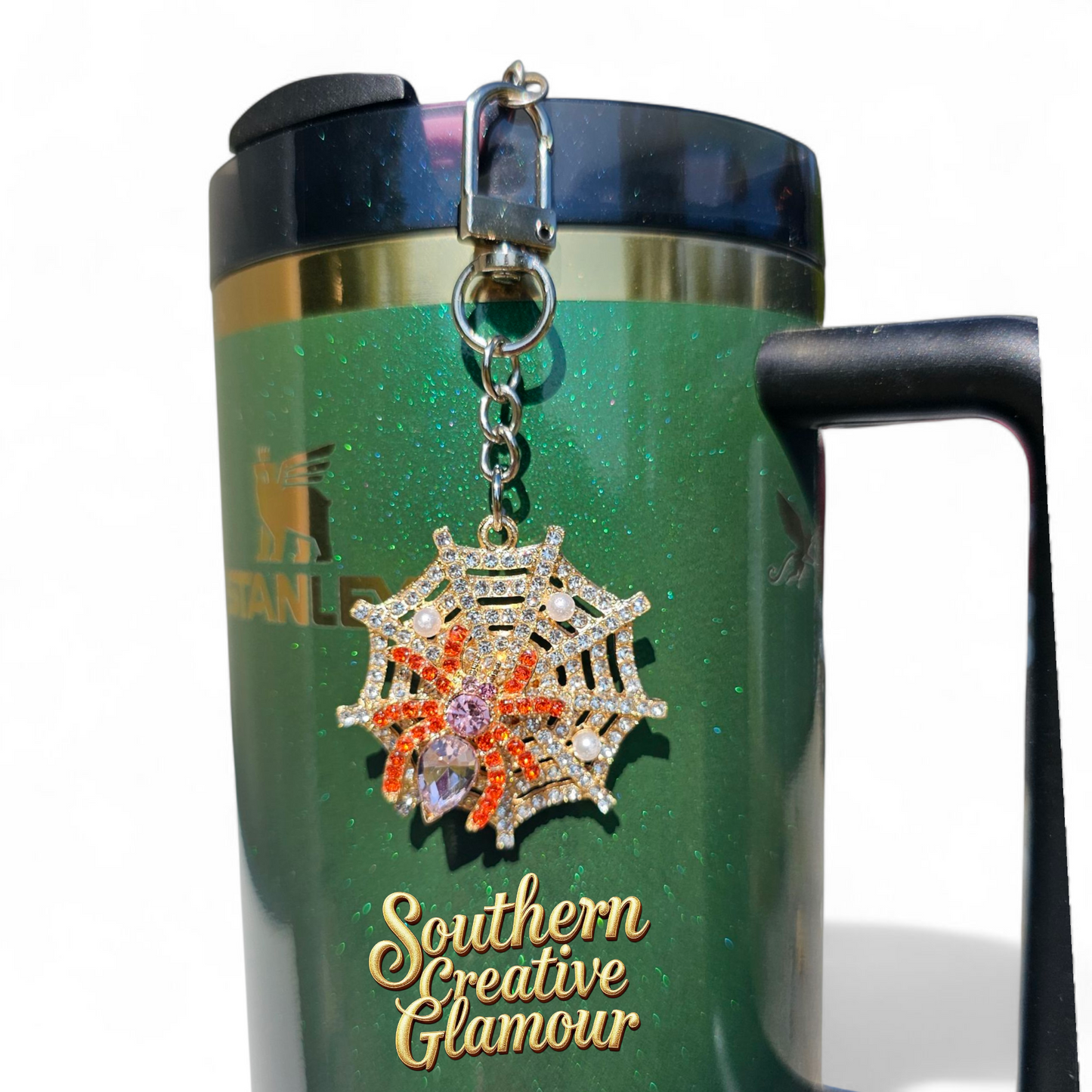 Halloween Jeweled Spiderweb Tumbler Charm by Southern Creative Glamour 