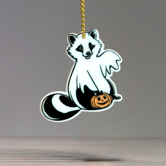 Ghost Raccoon Halloween Charm - Tumbler Handle Charm