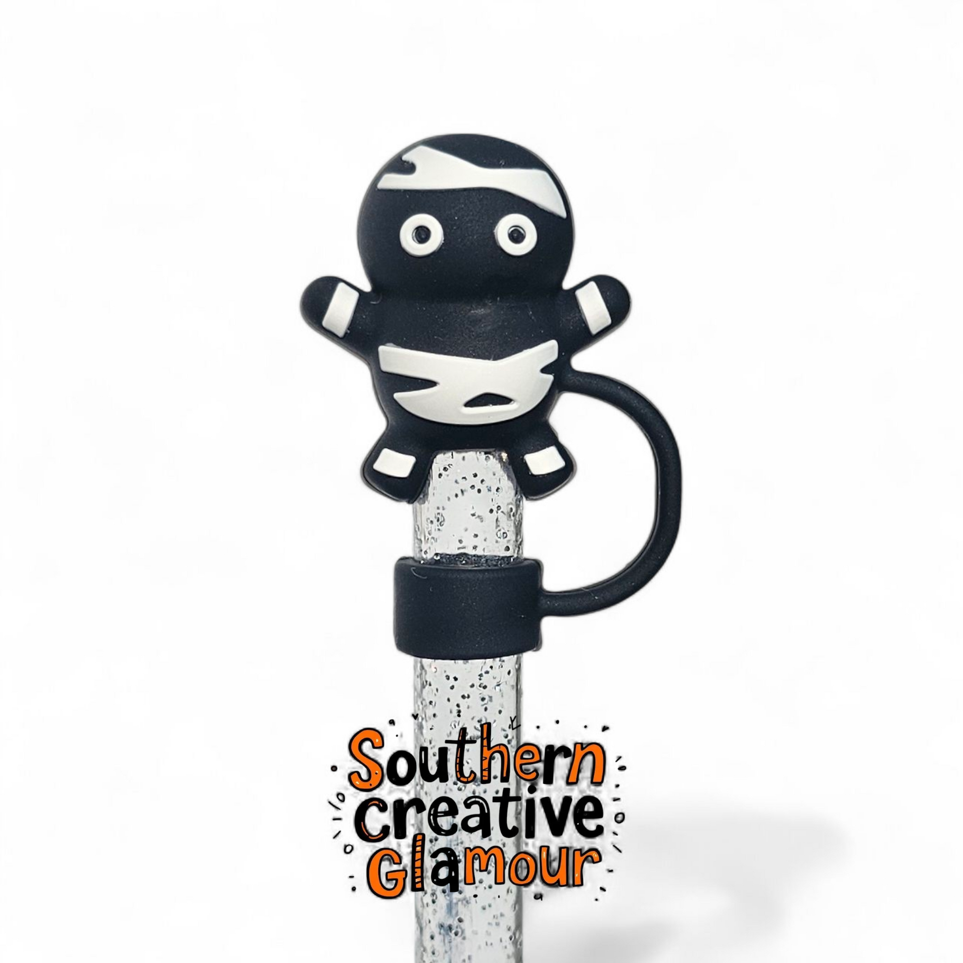 Halloween Mummy Silicone 10mm Straw Topper by Southern Creative Glamour 