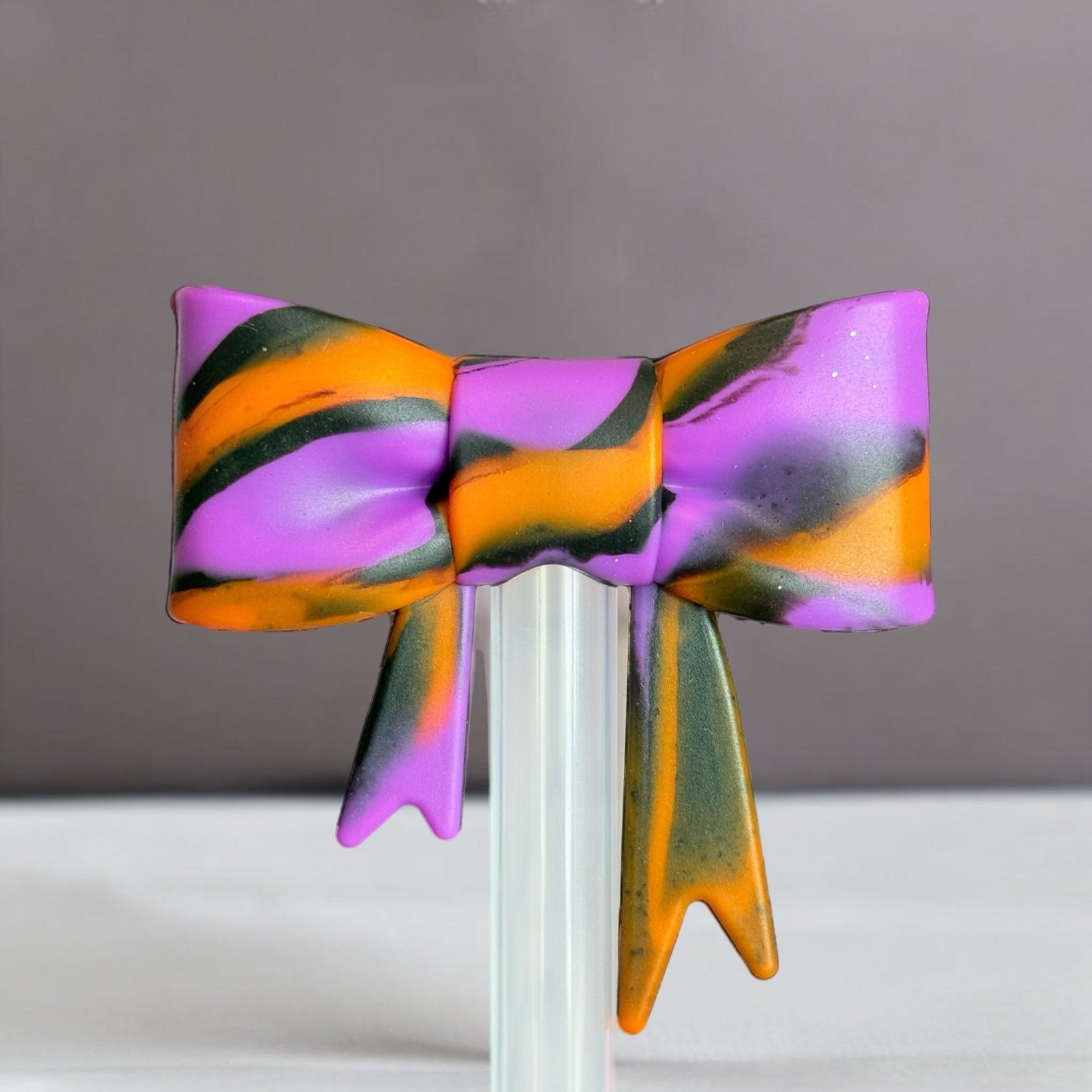 Spooky Swirl 3D Bow Straw Topper