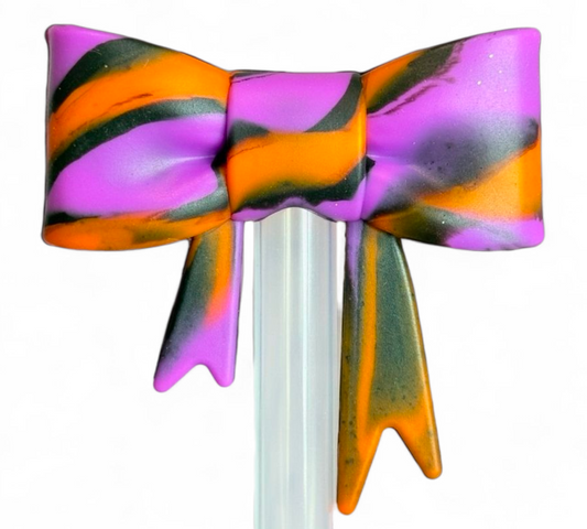 Spooky Swirl 3D Bow Straw Topper