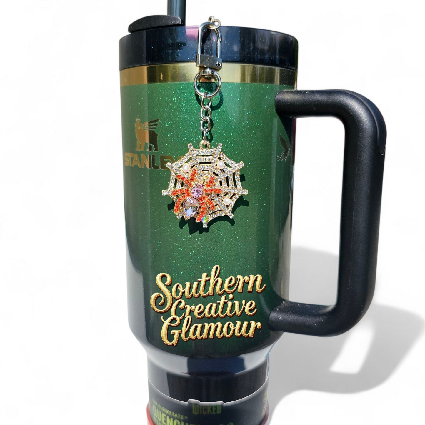Halloween Jeweled Spiderweb Tumbler Charm by Southern Creative Glamour 