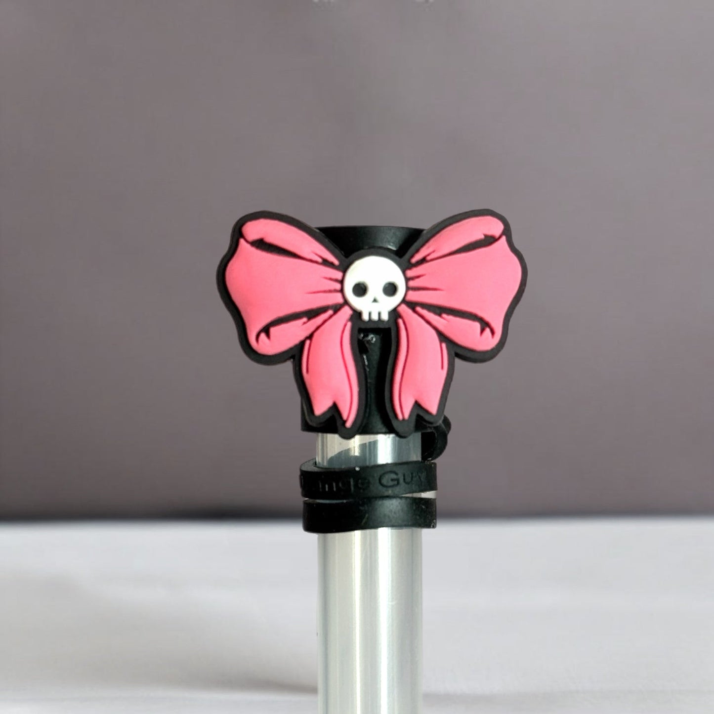 Pink Coquette Skull Straw Topper