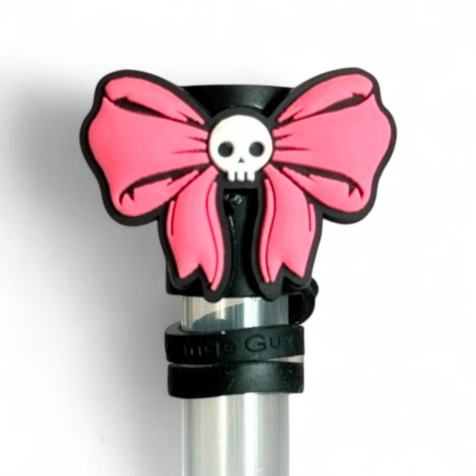 Pink Coquette Skull Straw Topper