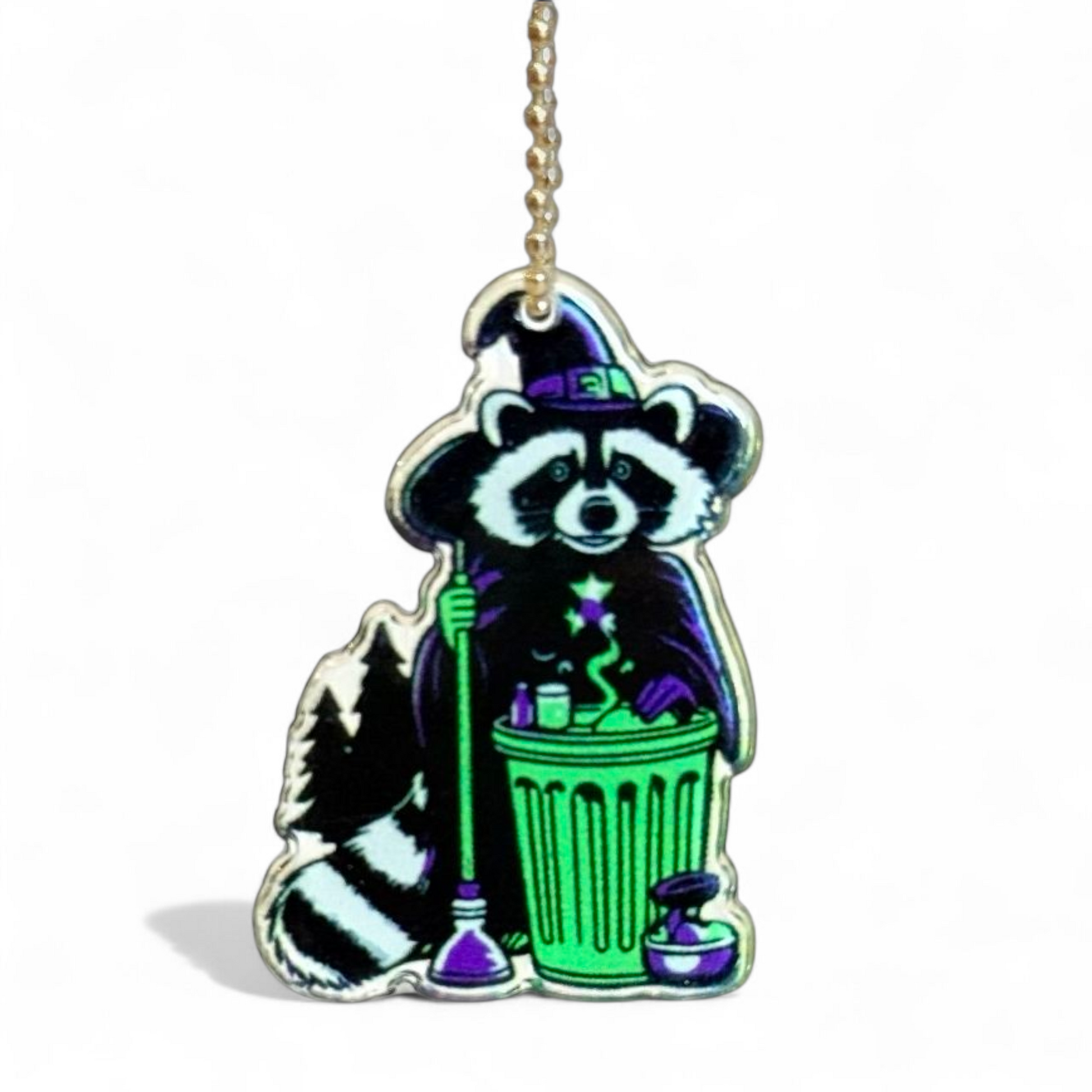 Green, purple, black Trash Panda Halloween Charm - Tumbler Handle Charm