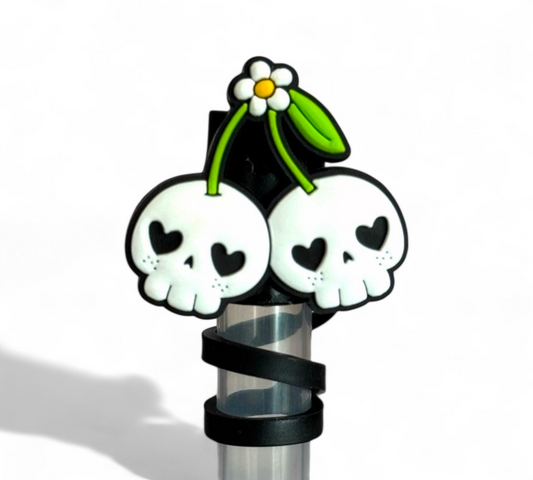 Skull Cherry Straw Topper