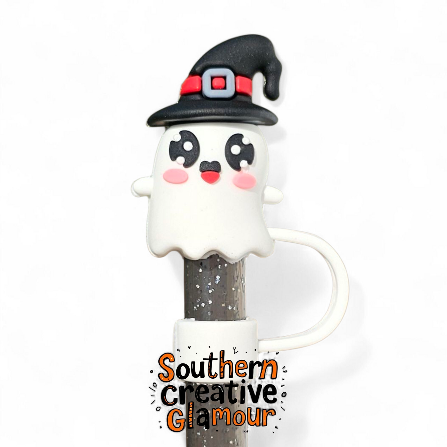 3D Witchy Ghost 10mm Straw Topper by Southern Creative Glamour 