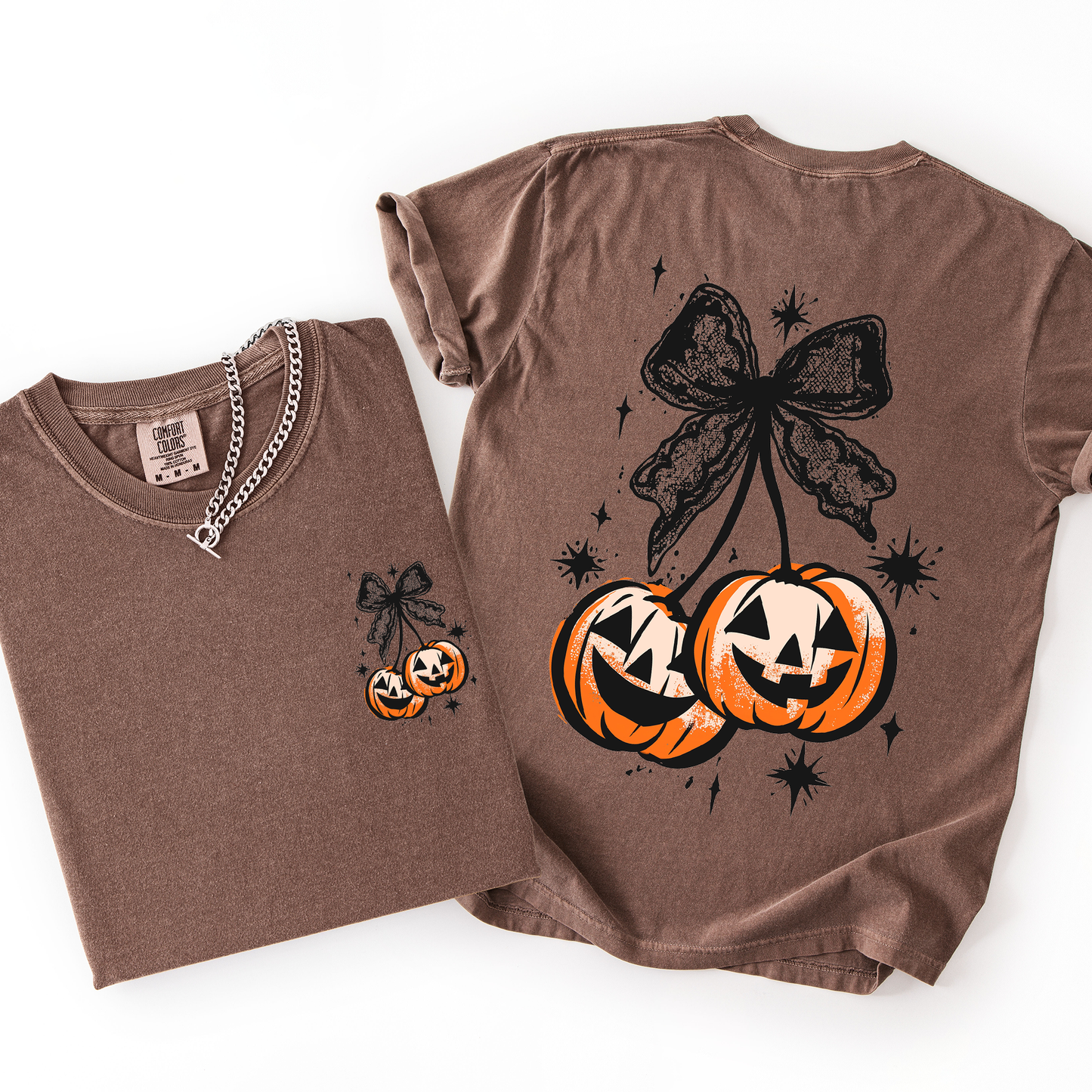 Halloween Cherry Pumpkins, Cute, Front and Back, Comfort Colors T-Shirt
