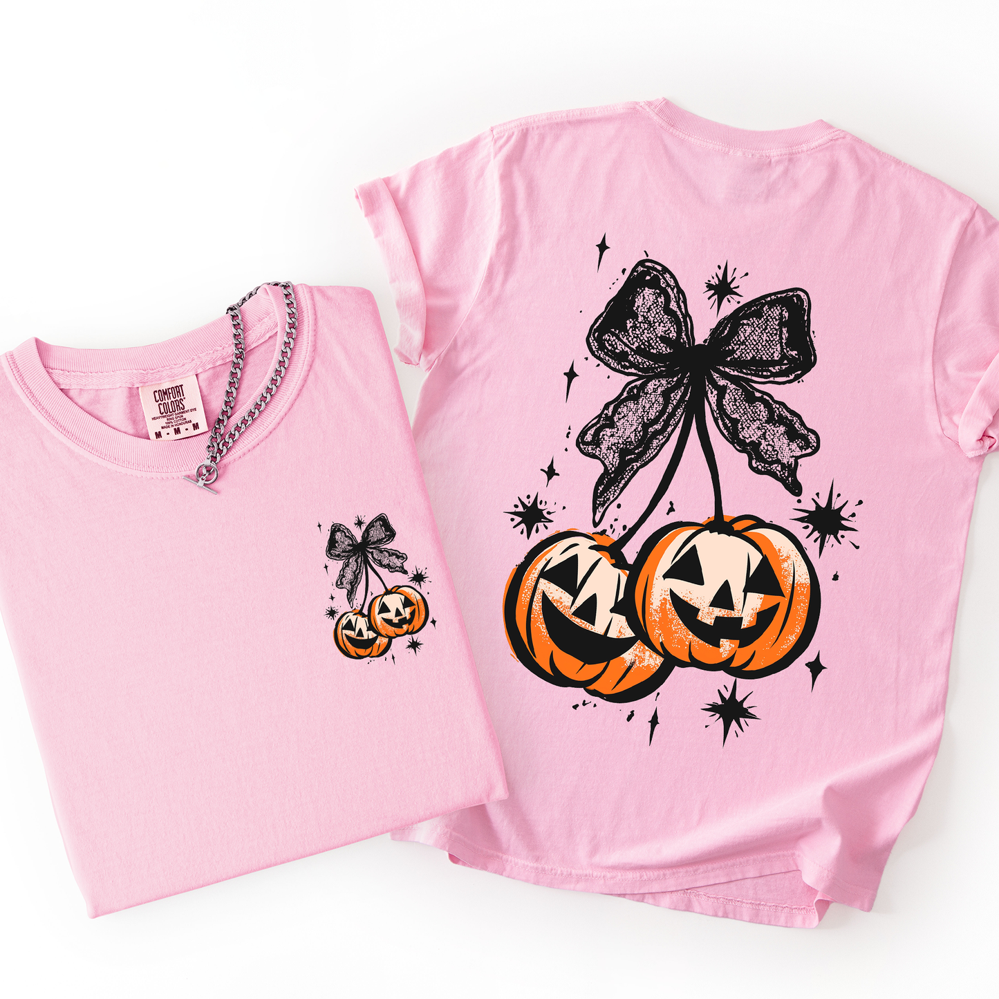 Halloween Cherry Pumpkins, Cute, Front and Back, Comfort Colors T-Shirt