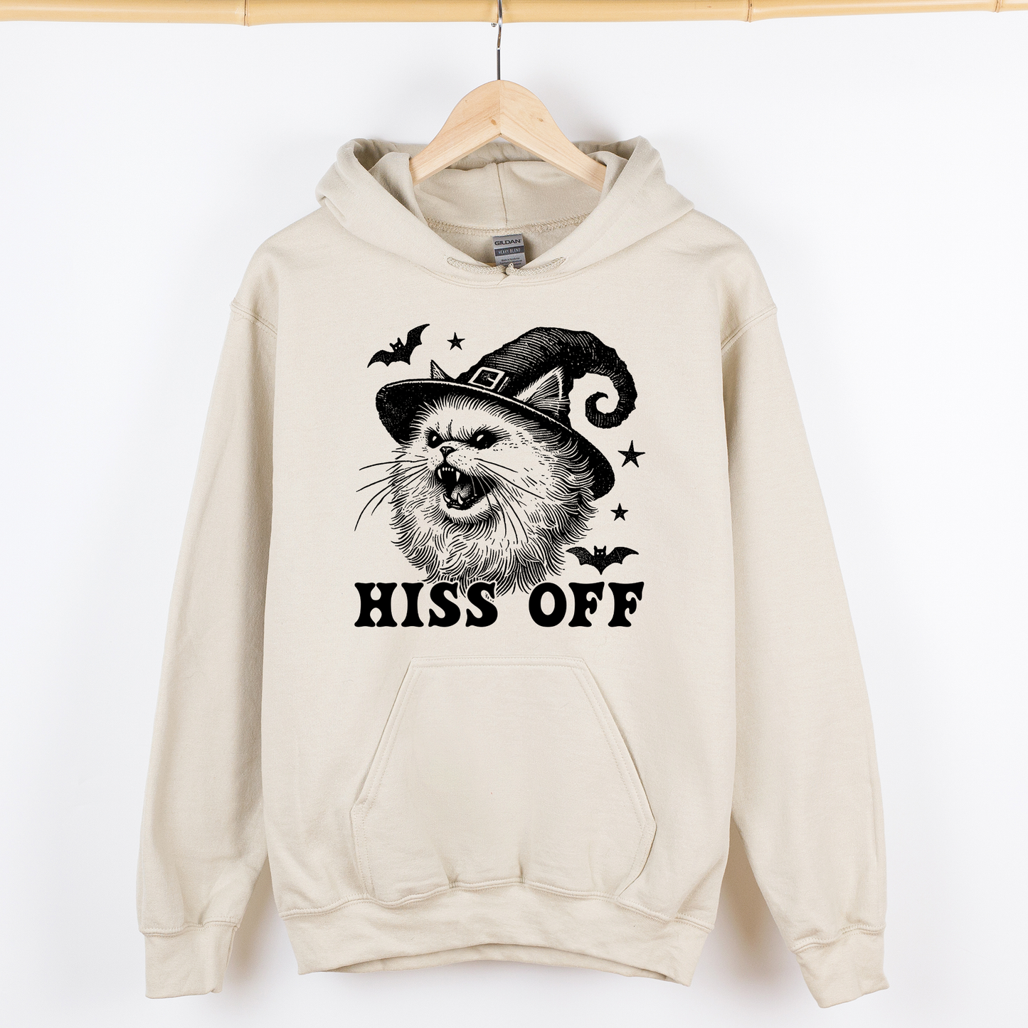 Hiss Off, Cat, Halloween Witch, Funny, Trendy, Graphic Hoodie, Hooded Sweatshirt