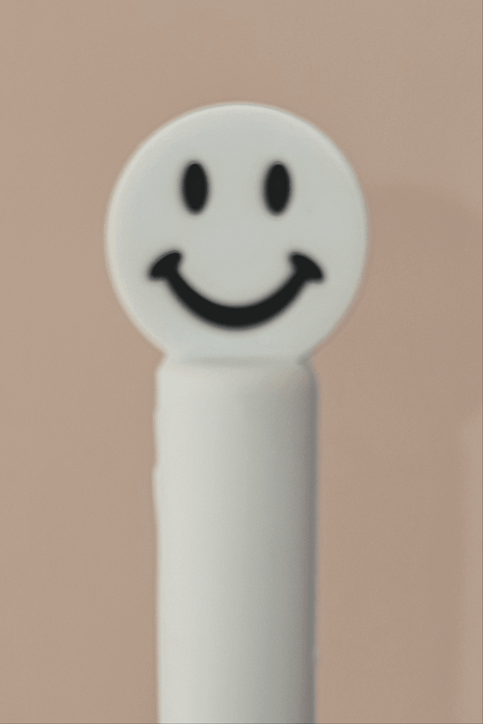 Spring Blue Smiley Face full coverage Silicone 3D Straw Topper Straw Cover. Fits 10mm and Stanley Straws. 