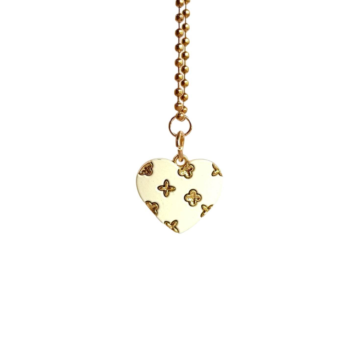 Cream and Gold Bougie Heart Charm - Tumbler Handle Charm
