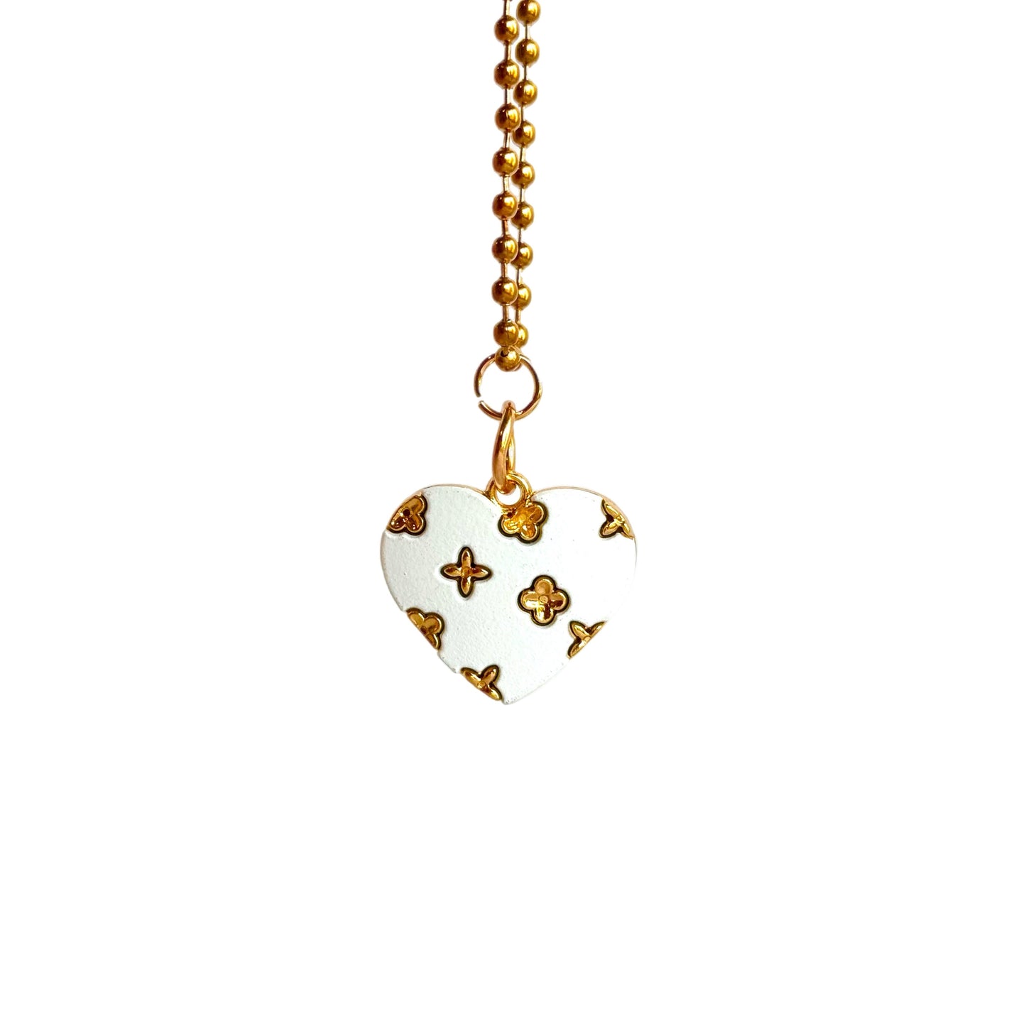 White & Gold Bougie Heart Charm - Tumbler Handle Charm