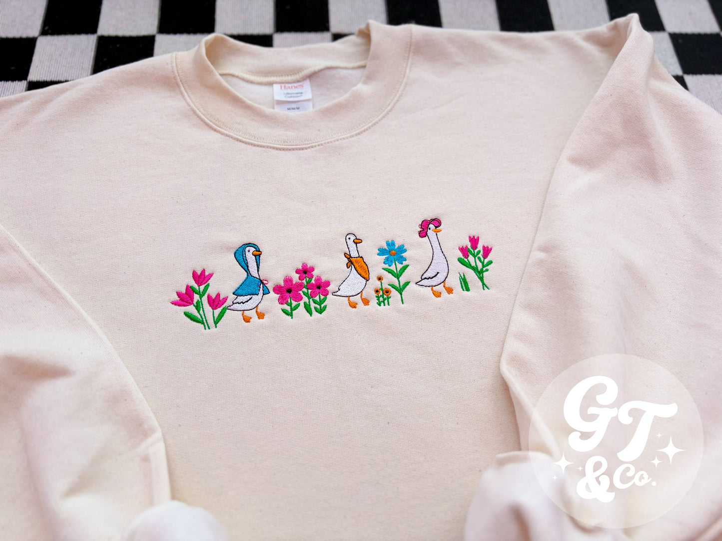 Spring Goose Embroidered Crewneck