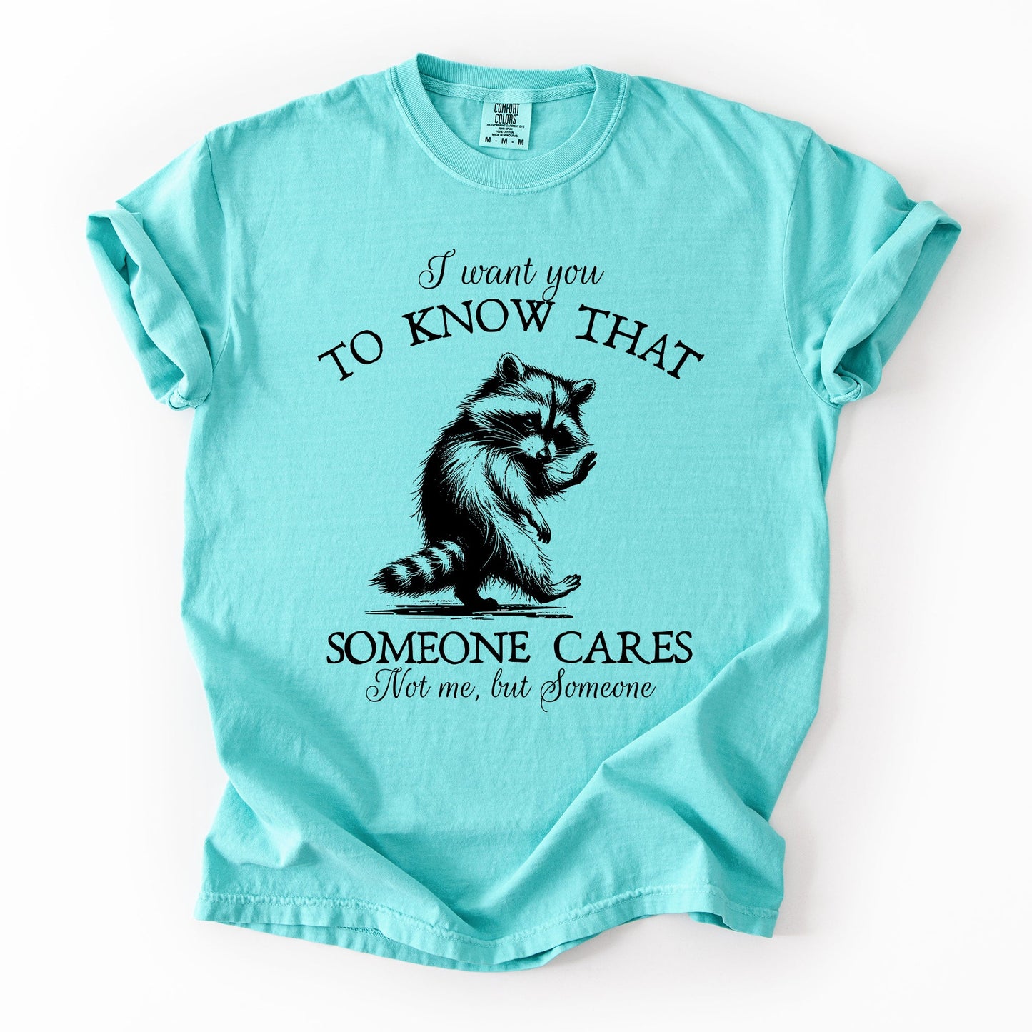 I Want You To Know That Someone Cares, Raccoon, Mental Health, Funny, Sassy, Sarcastic Tshirt Comfort Colors T-Shirt