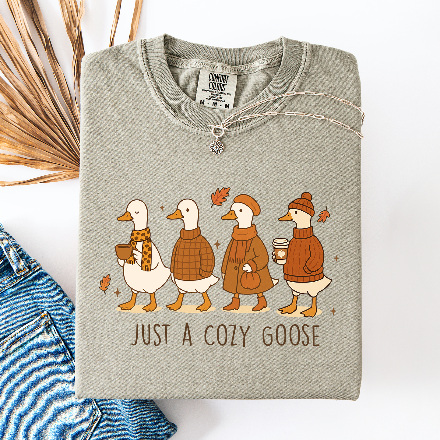 Just A Cozy Goose, Cute, Autumn, Fall, Pumpkin Spice, Comfort Colors T-Shirt