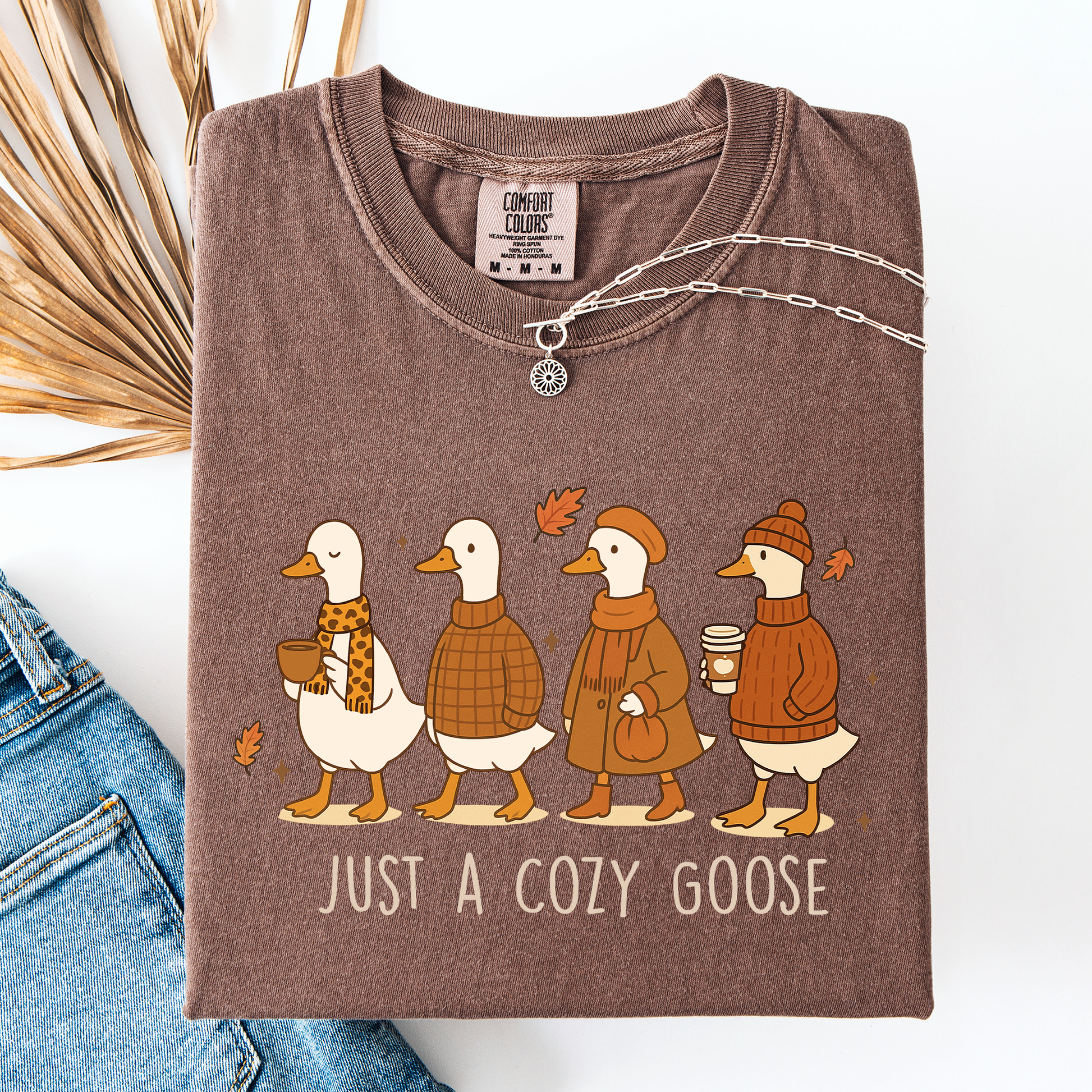 Brown Just A Cozy Goose, Cute, Autumn, Fall, Pumpkin Spice, Comfort Colors T-Shirt