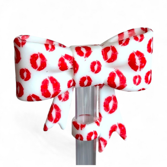 Kissy Lips 3D Bow Straw Topper *Hydroprinted*